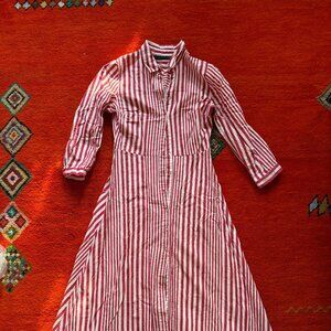 Zara Womens Red and White Striped Maxi Dress